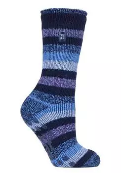 Нескользящие женские термоноски-тапочки с ручками Heat Holders, синий