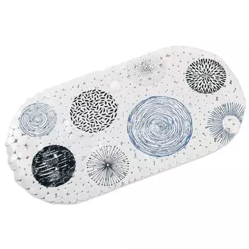 Нескользящий коврик для ванной Baytex Blue Circles 69 см x 35 см, белый