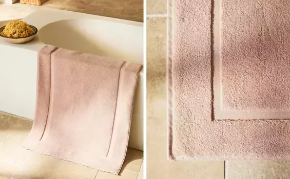 Нескользящий мягкий махровый коврик для ванной Zara Home, слоновая кость
