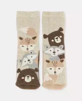 Нескользящий носок с изображением фантазии для маленьких девочек Cotton Juice, коричневый