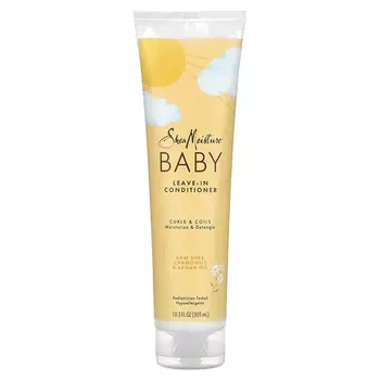 Несмываемый кондиционер SheaMoisture Baby для локонов и локонов с сырым маслом ши, ромашки и арганы, 10,3 жидких унций (305 мл)