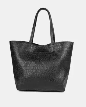 Неструктурированная сумка-шоппер с монограммным принтом Lola Casademunt, черный