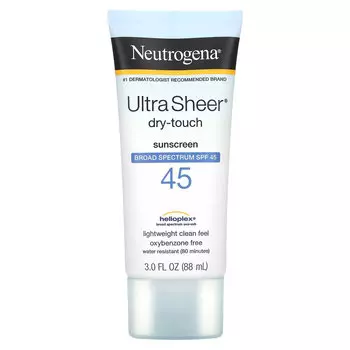 Neutrogena, Ultra Sheer, сухой на ощупь солнцезащитный крем, SPF 45, 88 мл (3 жидк. унции)