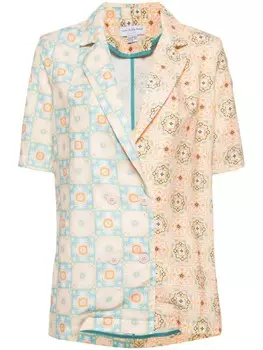 NEVER FULLY DRESSED блейзер с короткими рукавами и графичным принтом, нейтральный цвет