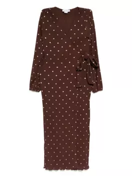 NEVER FULLY DRESSED плиссированное платье с запахом, коричневый