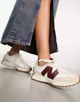 New Balance - 327 - Бело-бордовые кроссовки