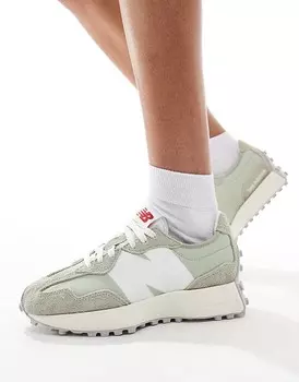New Balance – 327 – Замшевые спортивные туфли серо-зеленого цвета