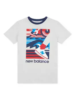 New Balance Kids футболка с графичным принтом и логотипом, серый