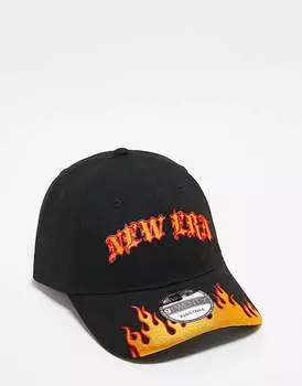 New Era – 9twenty – Черная бейсболка с пламенным узором