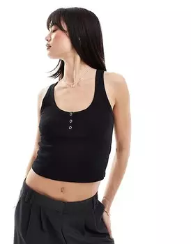 New Look – Черная майка на кнопке