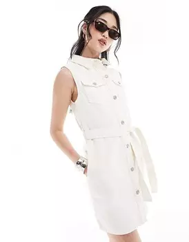 New Look – Джинсовое платье-рубашка мини без рукавов