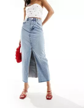 New Look – Голубая джинсовая юбка макси из трех частей