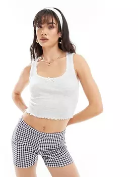 New Look – Майка серая с кружевной отделкой