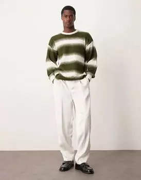 New Look – Пушистый свитер зеленого цвета с полосками омбре