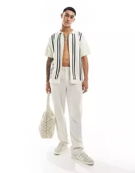 New Look – рубашка-поло на пуговицах с темно-синими полосками