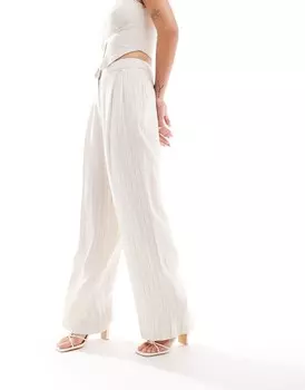 New Look – широкие брюки с эффектом льна и полосатым узором