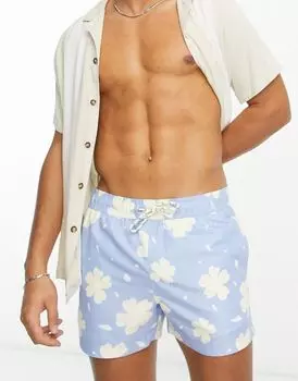 New Look — синие шорты для плавания с цветочным принтом