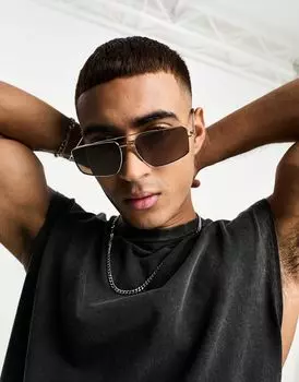 New Look – солнцезащитные очки-авиаторы серебристого цвета прямоугольной формы