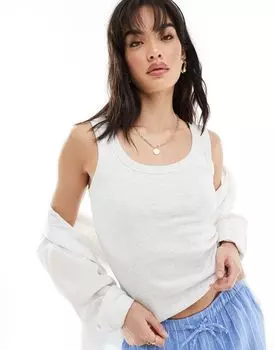 New Look — светло-серая майка с широкими краями и круглым вырезом