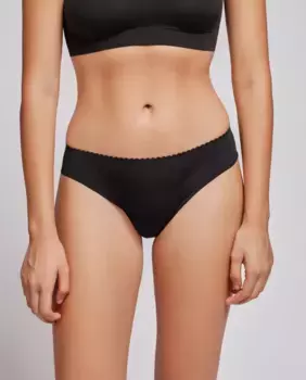 Невидимые бразильские трусики с лазерной вырезкой Gisela, черный