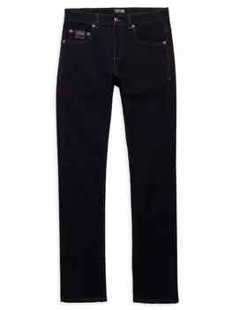 Невыцветающие джинсы с высокой посадкой Versace, индиго