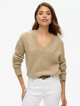 Незаменимый джемпер с v-образным вырезом Superdry, цвет Fudge Brown