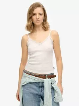Незаменимый топ на бретелях с кружевной отделкой Superdry, цвет Optic