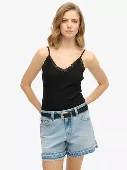 Незаменимый топ на бретелях с кружевной отделкой Superdry, черный