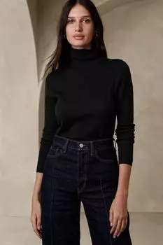 Нежа из шерсти мериноса с водолазкой Banana Republic, черный