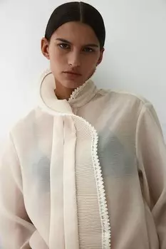 Нежная блузка с воротником H&M, бежевый