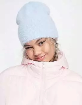 Нежно-голубая пушистая шапка унисекс с черепом ASOS DESIGN
