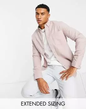 Нежно-розовая оксфордская рубашка с начесом ASOS DESIGN из смесового хлопка ASOS DESIGN