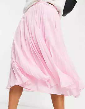 Нежно-розовая плиссированная юбка миди ASOS DESIGN