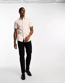 Нежно-розовая узкая атласная рубашка узкого кроя ASOS
