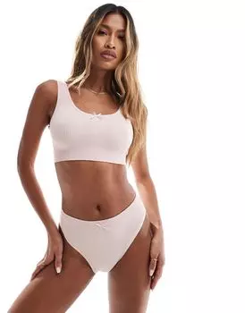 Нежно-розовый комплект с коротким вырезом и трусиками ASOS DESIGN Samira