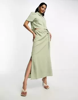 Нежно-зеленая юбка миди с вырезами NA-KD co-ord, нежно-зеленый