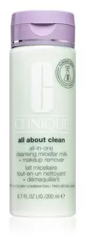 Нежное очищающее молочко для сухой и очень сухой кожи Clinique All About Clean All-in-One Cleansing Micellar Milk + Makeup Remove