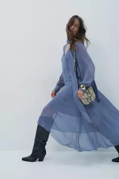 Нежное платье с воротником-стойкой H&M, синий