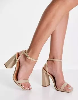 Нежные босоножки на блочном каблуке ASOS Nora натурального цвета