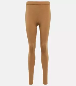 Нежные леггинсы из смесовой шерсти с высокой посадкой LORO PIANA, бежевый