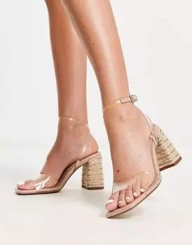 Нежные прозрачные босоножки на блочном каблуке из рафии ASOS Hilton