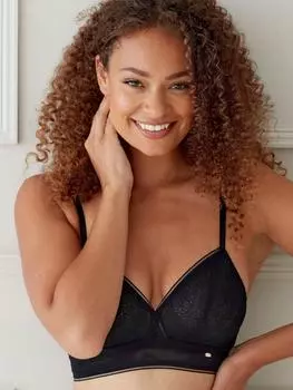 Нежный кружевной бюстгальтер без косточек - черный Pretty Polly, черный
