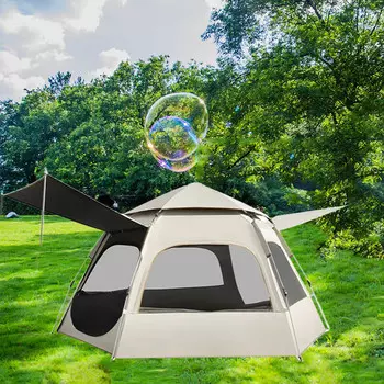 Ngnlw палатка с навесом, шестиугольная портативная складная автоматическая непромокаемая утолщенная палатка для пикника, кемпинга