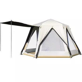 Ngnlw виниловая уличная палатка, полностью автоматическая двухслойная утолщенная непромокаемая шестиугольная палатка для кемпинга на открытом воздухе