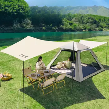 Ngnlw волновая палатка, оборудование для кемпинга на открытом воздухе, полный комплект, складная портативная утолщенная непромокаемая палатка с навесом для кемпинга