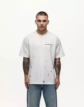 Ни на что не годится – футболка Oversize в цвете Wollwei mit Farbklecksmuster