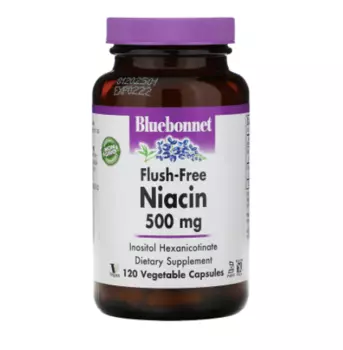 Ниацин 500 мг 120 капсул Bluebonnet Nutrition