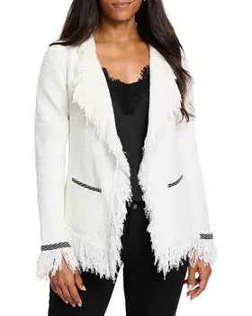 NIC+ZOE Petite Statement смешанная трикотажная куртка с бахромой, белый