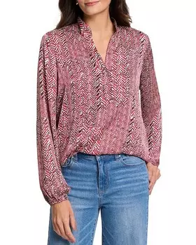 NIC+ZOE Рубашка с узором «елочка», мультиколор