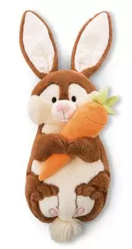 Nici 47351 Подушка кролик Poline Bunny с морковкой фигурная 20x38см Forest Friends